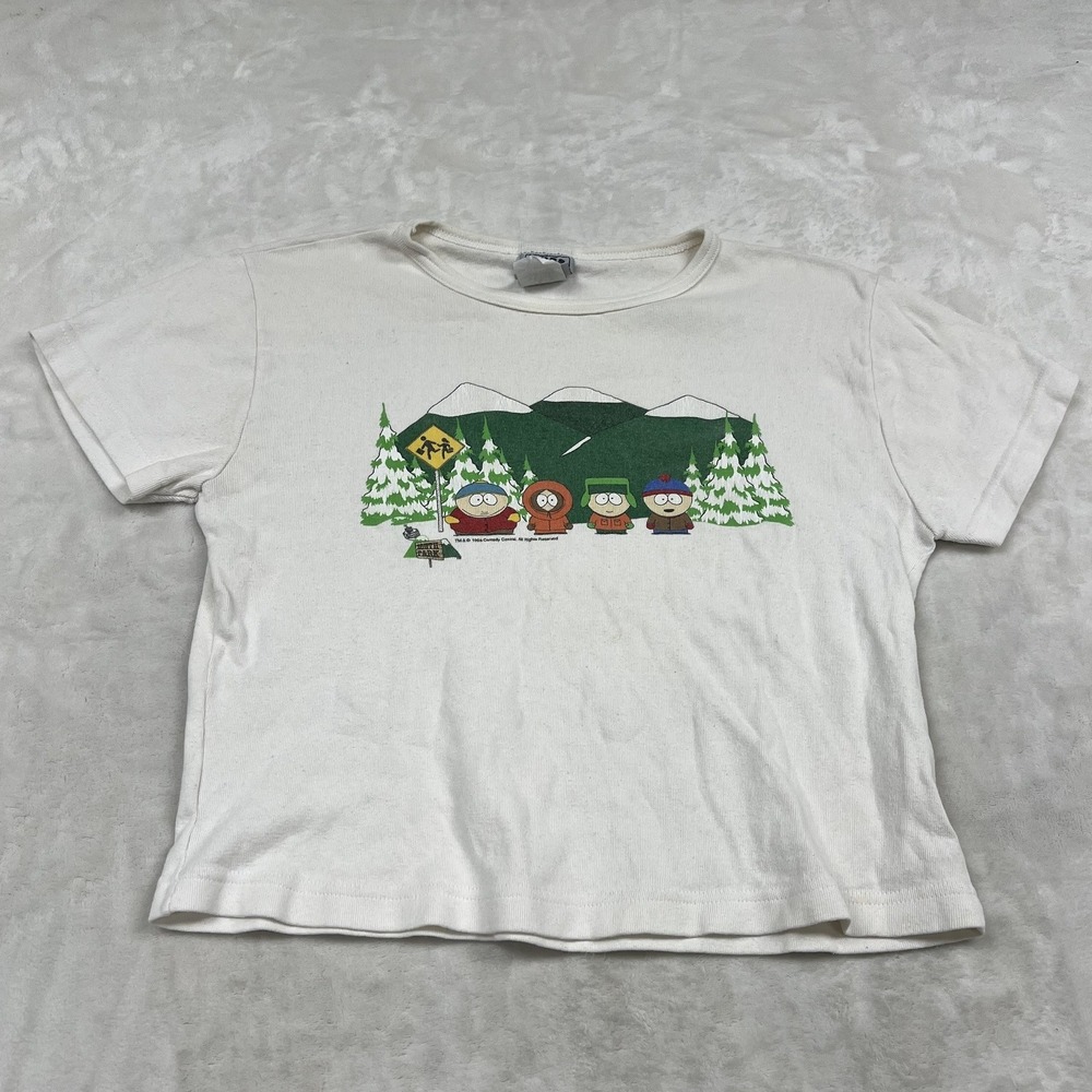 Ross Sportswear South Park Graphic Tee Womens L White Vintage 1998 Ribbed USA